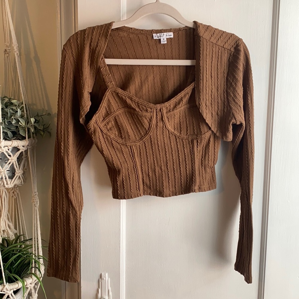 Brown Sweater Knit Tank Set